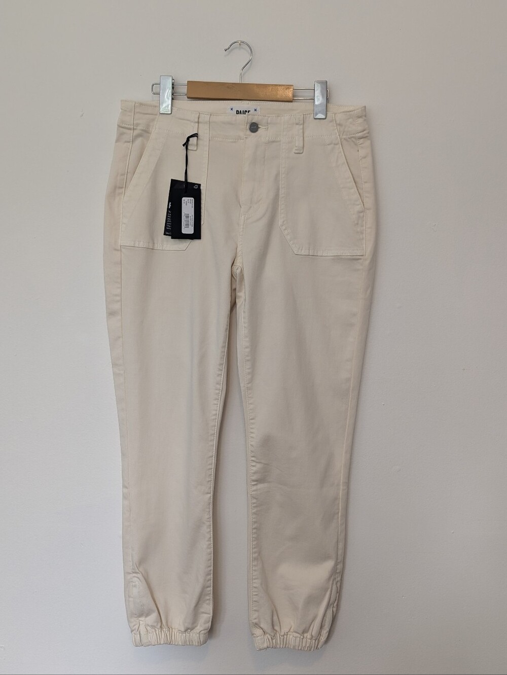 NWT PAIGE Mayslie Cream Ankle Jogger Cargo Pants Clean Girl, Quiet Luxury - 29
